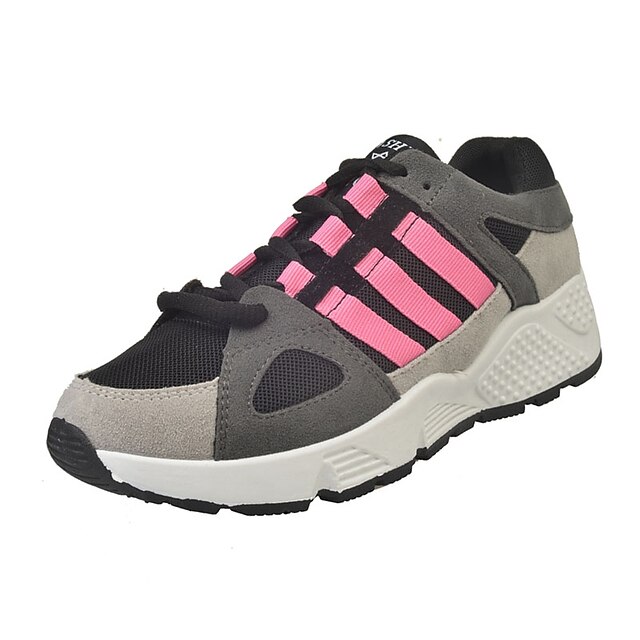  Women's Shoes PU Fall / Winter Comfort Athletic Shoes Walking Shoes Flat Heel Round Toe Buckle Gray / Pink