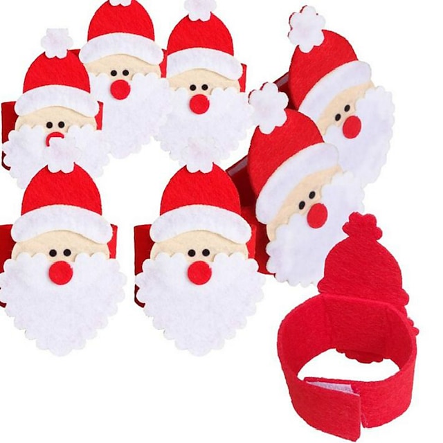  4pçs conjunto de não-tecidos guardanapo de Santa anel Natal guardanapo