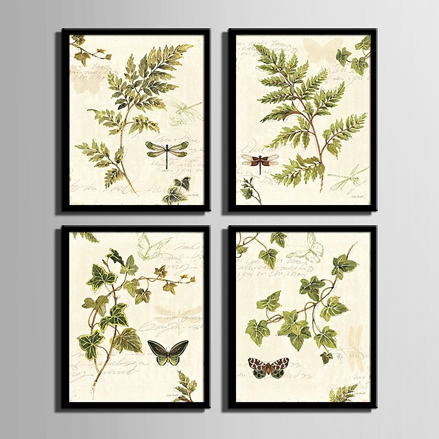  Framed Canvas Framed Set Floral/Botanical Wall Art, PVC Material With Frame Home Decoration Frame Art Living Room Bedroom Kitchen Dining