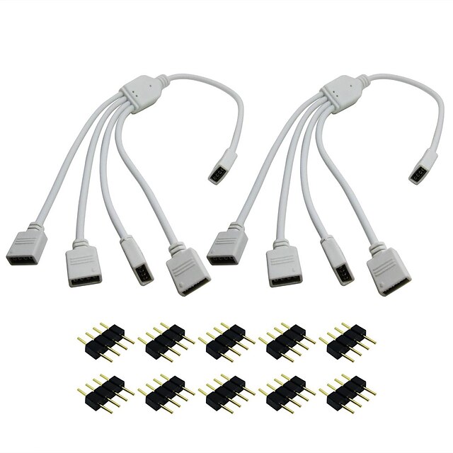  kwb 2pcs / lot 1 până la 4 porturi cablu de conectare feminin 4 pin splitter pentru LED-uri de culoare schimbătoare de benzi luminoase obține gratuit 10pcs pini