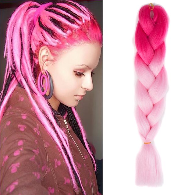  Cabelo para Trançar Crochê Tranças Jumbo 100% cabelo kanekalon / Kanikalon 1, 1 Peça Tranças de cabelo Âmbar Cabelo Ombre para Extensão