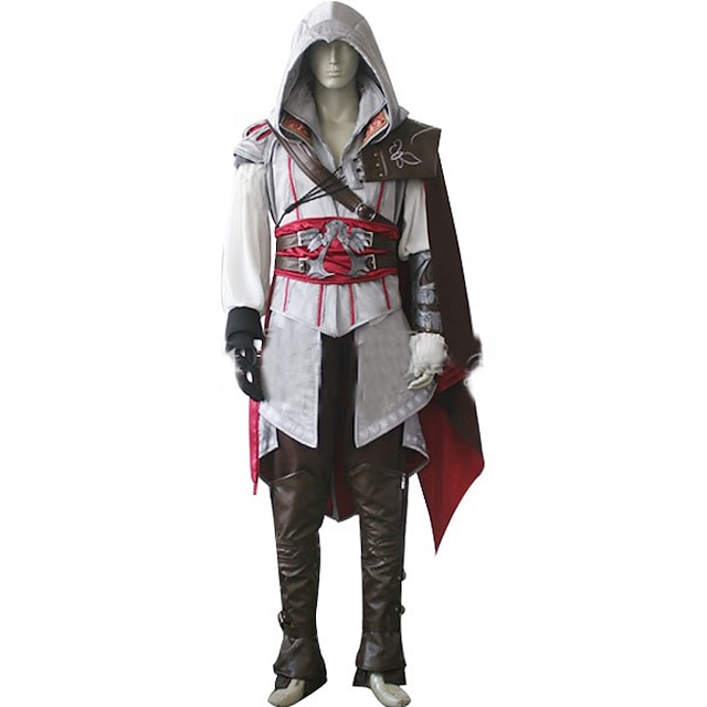  Zainspirowany przez Assassin Cosplay Wideo Gra Kostiumy cosplay Garnitury cosplay Solidne kolory Długi rękaw Płaszcz Spodnie Pas Kostiumy / Ochraniacze na nogi / Ochraniacze na nogi