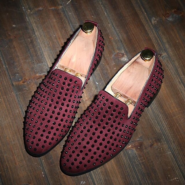  Men's Comfort Shoes Leather Summer Loafers & Slip-Ons Black / Burgundy / Blue / Rivet