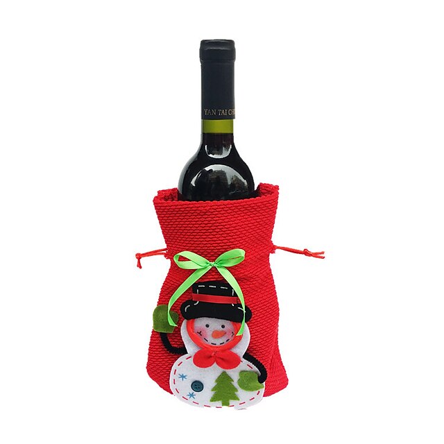  Clearance Merry Xmas Santa Claus Wine Bottle Cover bags Christmas Dinner Party Table Decor bags Red