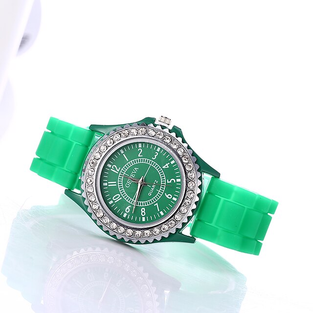  Women's Wrist Watch Diamond Watch Quartz Silicone Black / White / Blue Imitation Diamond / Analog Ladies Sparkle Fashion - White Black Purple One Year Battery Life / Tianqiu 377