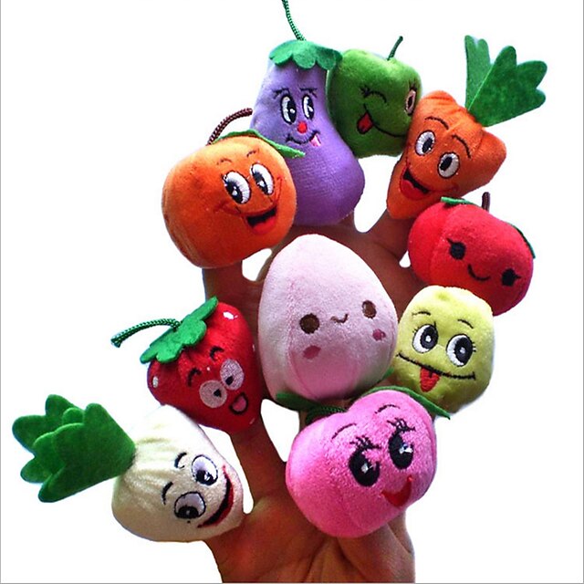  Marionetas de dedo Marionetas de mano Animales de peluche y de felpa Verduras Fruta Novedades Felpa Juego imaginativo, almacenamiento, excelentes regalos de cumpleaños, suministros para fiestas Chica