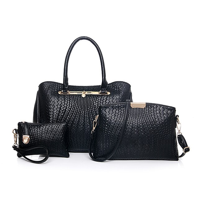  女性用 PU バッグセット バッグセット ソリッド 3個の財布セット ブラック / ゴールデン / レッド