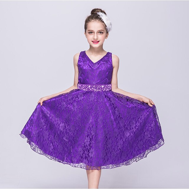  Mädchen' Ärmellos Einfarbig 3D-gedruckte Grafik Kleider Polyester Kleid Sommer kinderkleidung Ausgehen
