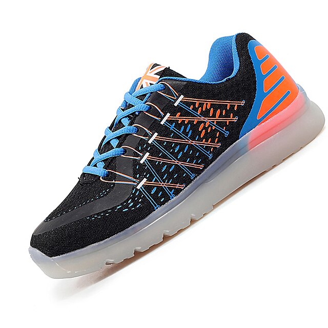  Men's Shoes Fabric Spring Summer Fall Winter Comfort Light Up Shoes Athletic Shoes Flat Heel Closed Toe Lace-up LED For Casual Black Gray