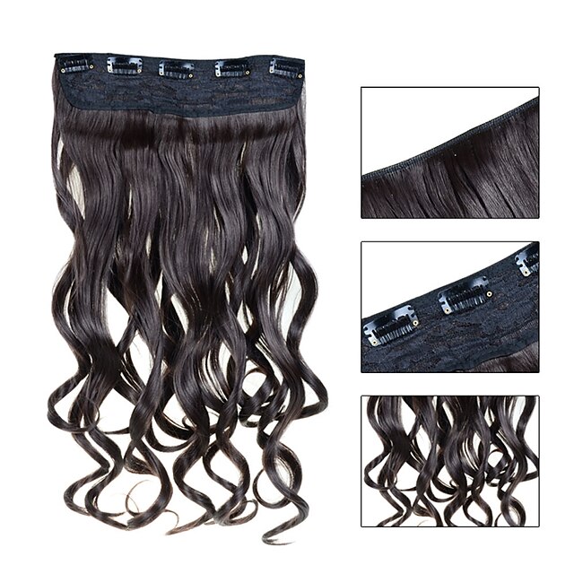  5 Clips Wavy Dark Brown (#2) Synthetic Hair Clip In Hair Extensions For Ladies more colors available