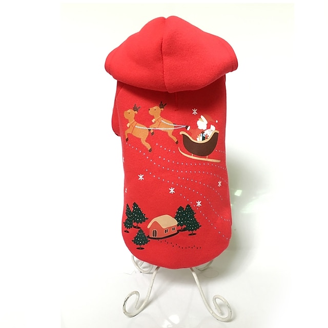  犬 パーカー 冬 犬用ウェア レッド コスチューム コットン 動物 保温 ファッション クリスマス XS S M L XL