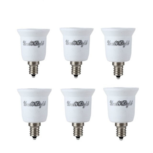  YouOKLight® 6PCS E12 to E27 Light Lamp Bulb Adapter Converter - Silver + White