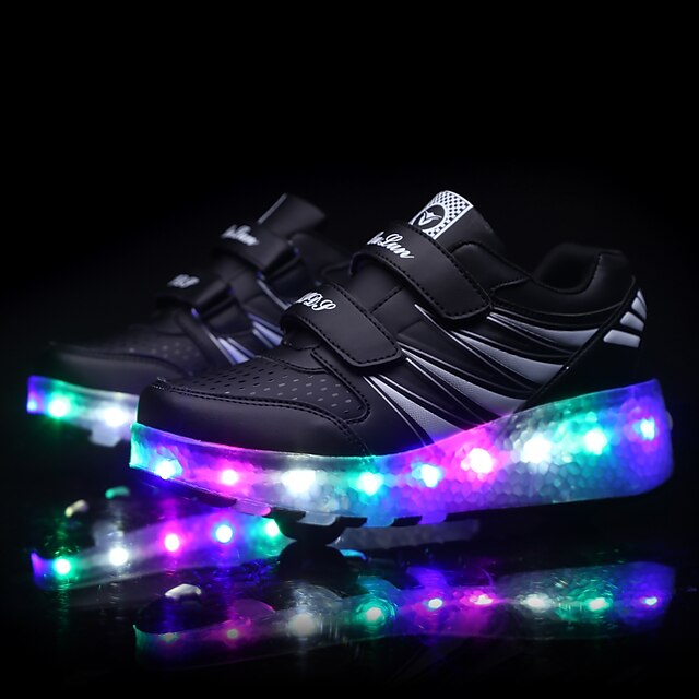  Garçon Chaussures Synthétique Printemps / Eté / Automne Confort / Chaussures Lumineuses Basket Marche Talon Plat LED Noir / Rose