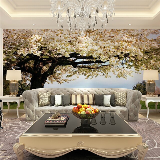  Mural Wallpaper Wall Sticker Covering Print Adhesive Required 3D Effect Tree Flower Canvas Home Décor