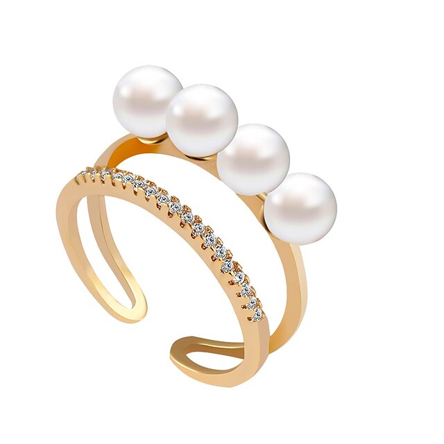  女性用 指輪 ゴールデン ゴールド シルバー 真珠 人造真珠 ラインストーン 結婚式 パーティー ジュエリー / イミテーションダイヤモンド