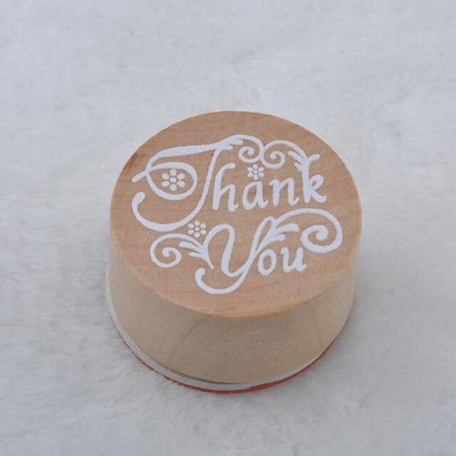  Vintage Floral Pattern Word Round Wooden Rubber Stamp(Thank you)