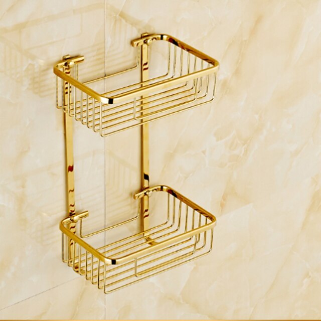  Bathroom Shelf Contemporary Brass 1 pc - Hotel bath