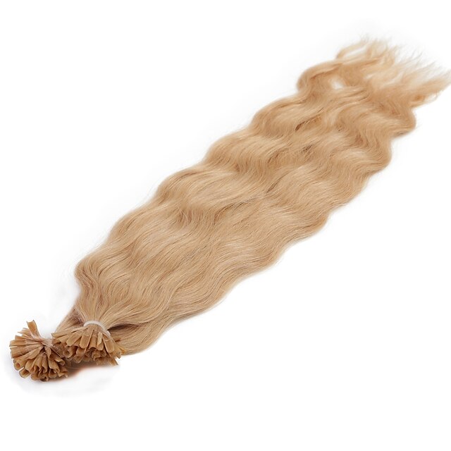  Fusion / U Tip Human Hair Extensions Curly Natural Wave Human Hair Human Hair Extensions 1pack Women's Dark Blonde
