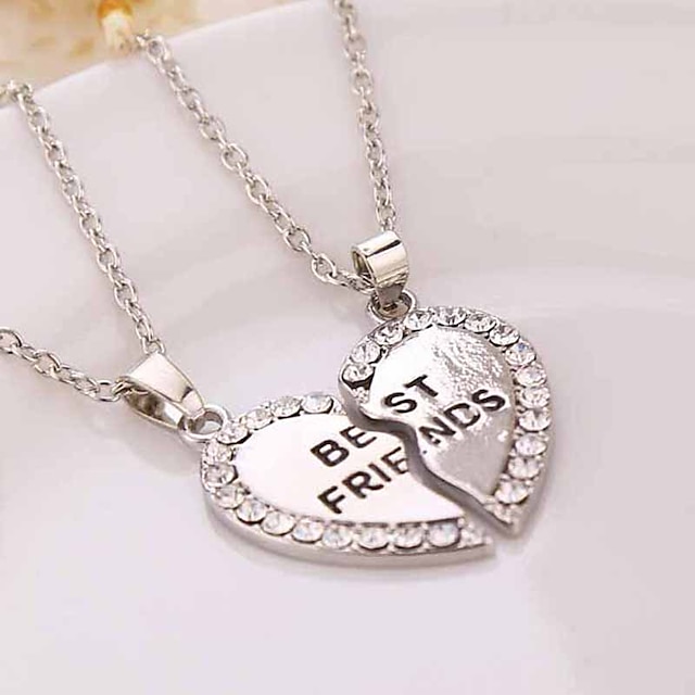 Pendant Necklace Y Necklace For Women's Couple's Party / Evening Casual Daily Rhinestone Silver Plated Gold Plated Broken Heart Heart Flower Love Gold Silver / Imitation Diamond