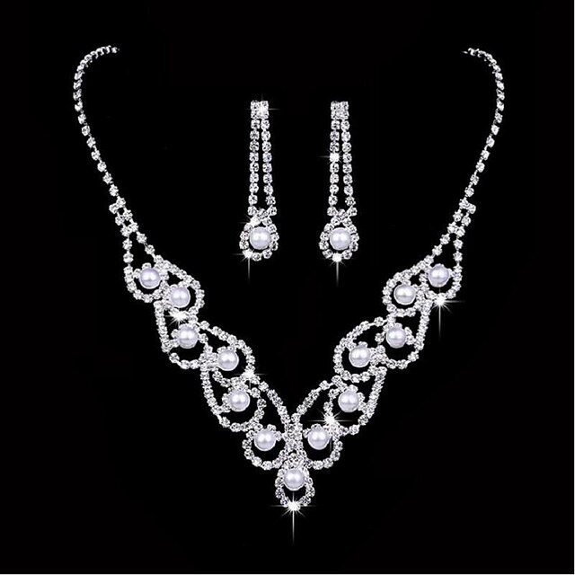  Women's Imitation Pearl Silver Plated Earrings Jewelry Silver For Wedding Party