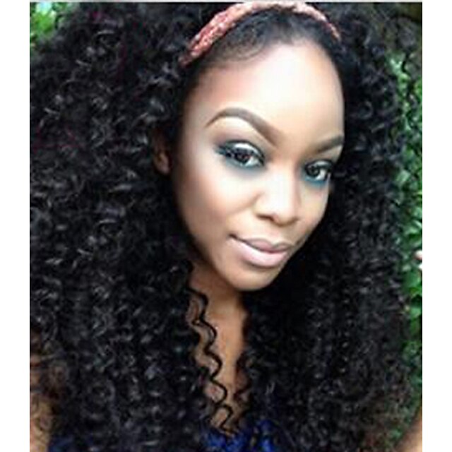  Human Hair Glueless Lace Front Lace Front Wig style Brazilian Hair Kinky Curly Wig 120% Density with Baby Hair Natural Hairline African American Wig 100% Hand Tied Women's Short Medium Length Long
