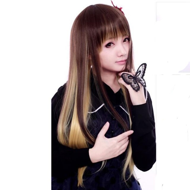  Cosplay Parykker Dame 22 inch Varmeresistent Fiber Gul-Brun Anime / Punk Lolita
