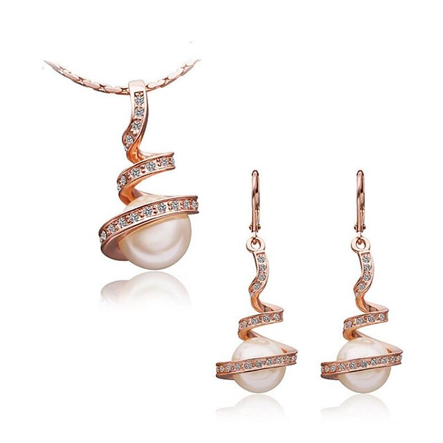  Damen Perlen Schmuck-Set Perlen, Diamantimitate Luxus, Europäisch Einschließen Gold / Weiß Für Alltag