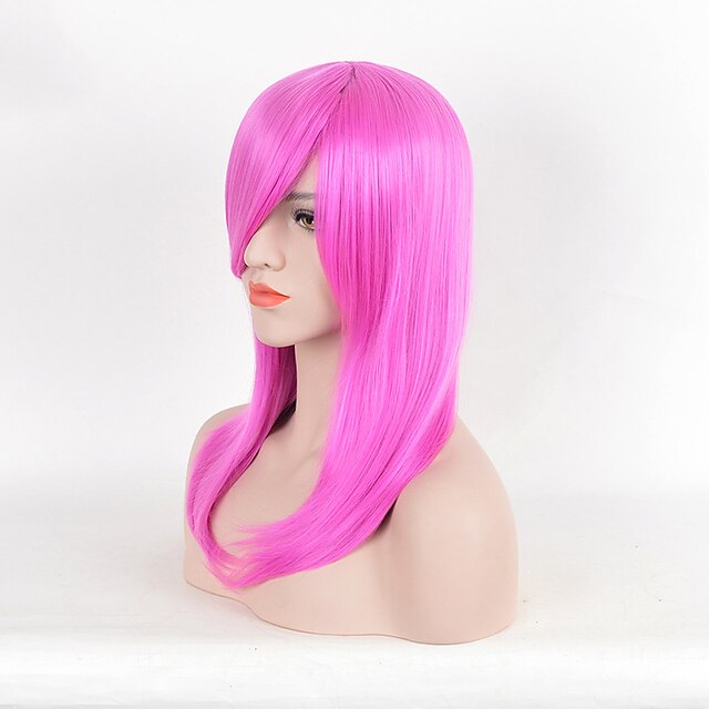  Synteettiset peruukit Suora Vaaleanpunainen Synteettiset hiukset Vaaleanpunainen Peruukki Naisten Lyhyt Pinkki