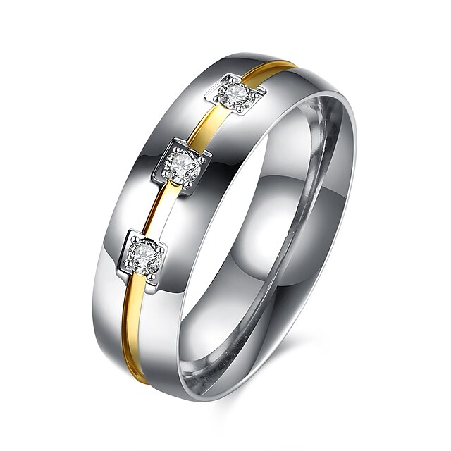  Heren Ring - Kristal, Roestvast staal, Titanium Staal Luxe, Europees, Modieus 7 / 8 / 9 / 10 Zilver Voor Feest Dagelijks Causaal / Gesimuleerde diamant