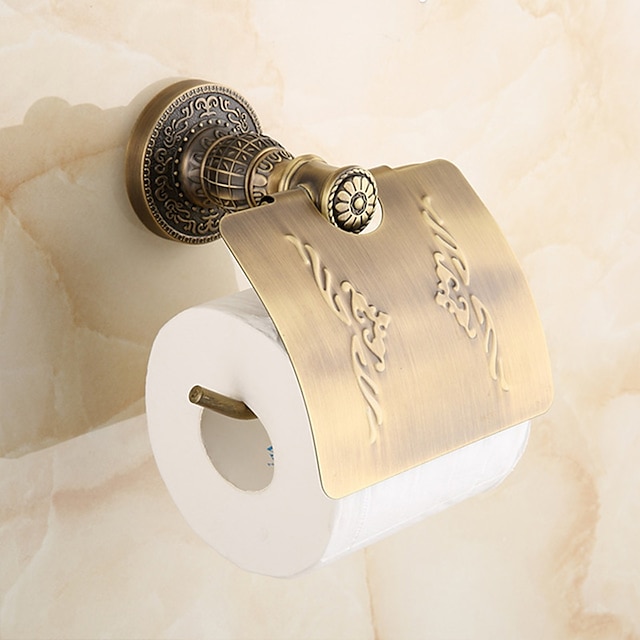  Toilet Paper Holders Antique Brass Carved Toilet Paper Holder for Bathroom 1pc