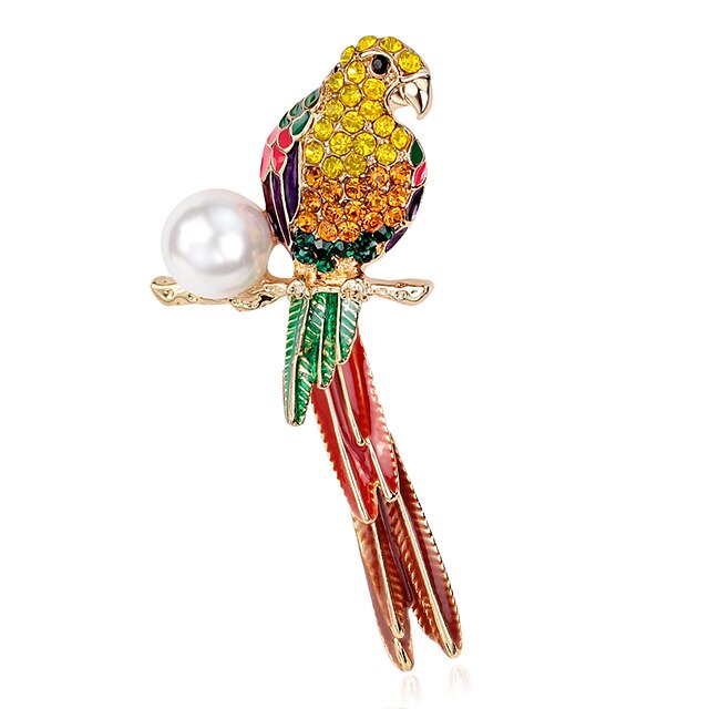  Women's Brooches Flower Parrot Ladies Luxury Pearl Brooch Jewelry Rainbow For Party Daily Casual