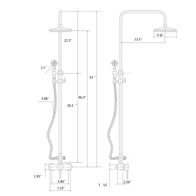 Traditional Shower Faucets Set, Wall Mount Antique Brass Tap with 8 ...