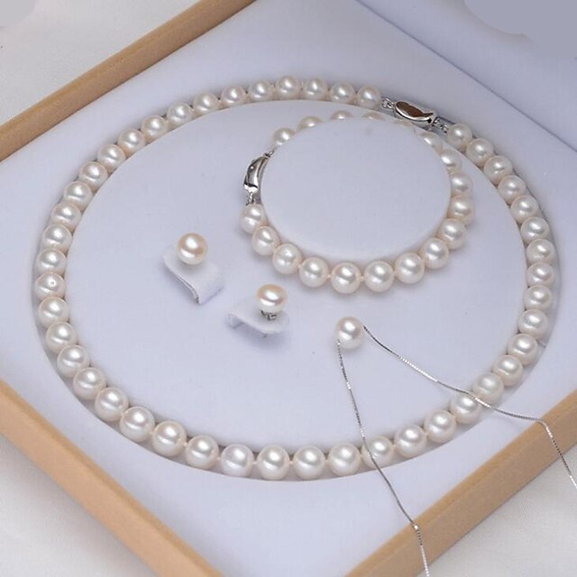  Women's Pearl Jewelry Set European Pearl Earrings Jewelry White For Daily