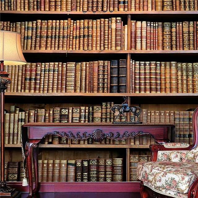  JAMMORY 3D Wallpaper For Home Contemporary Wall Covering Canvas Material Bookcases Background