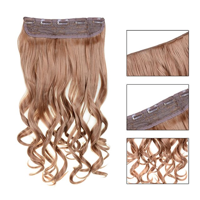  Febay Clip In Human Hair Extensions Wavy Synthetic Hair Light Blonde