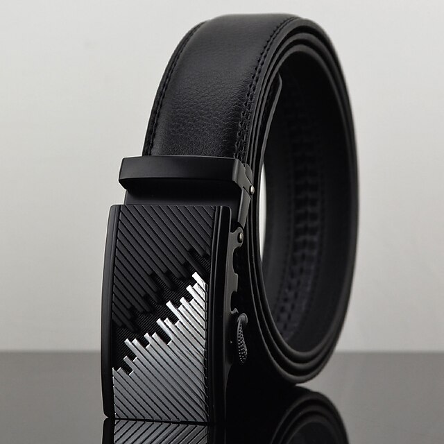  Men's Waist Belt Leather Alloy Belt Solid Colored