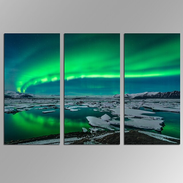  VISUAL STAR®Blue Green Modern Aurora Borealis Northern Light Canvas Prints Picture Painting Framed Ready to Hang