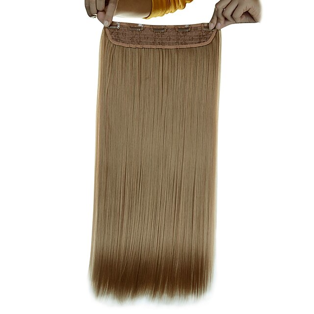  5 clips longo louro dourado reta (# 16) grampo de cabelo sintético em extensões de cabelo para senhoras