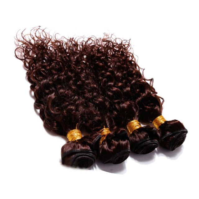  4 Bündel Brasilianisches Haar Klassisch Wogende Wellen Unbehandeltes Haar Menschenhaar spinnt Menschliches Haar Webarten Haarverlängerungen / 10A