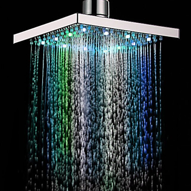  Moderno Ducha lluvia Cromo Característica - Efecto lluvia Ecológica LED, Alcachofa de la ducha