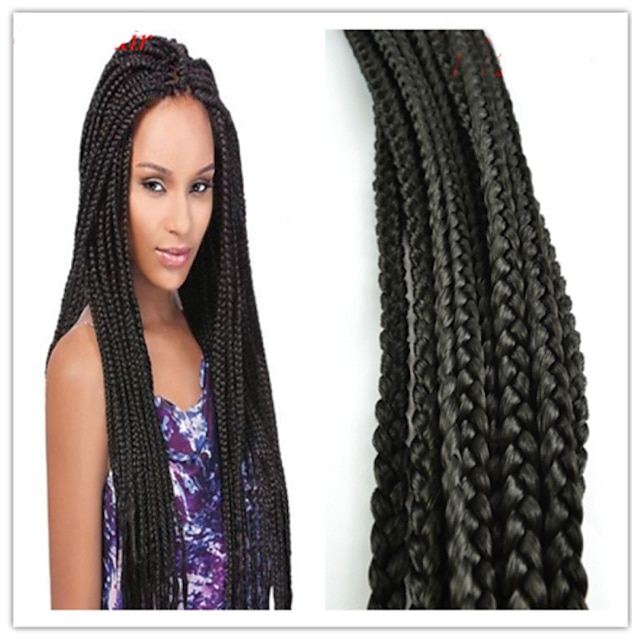  Twist Braids Box Zöpfe Kanekalon Rabenschwarz Schwarz Haarverlängerungen 45cm Haar Borten