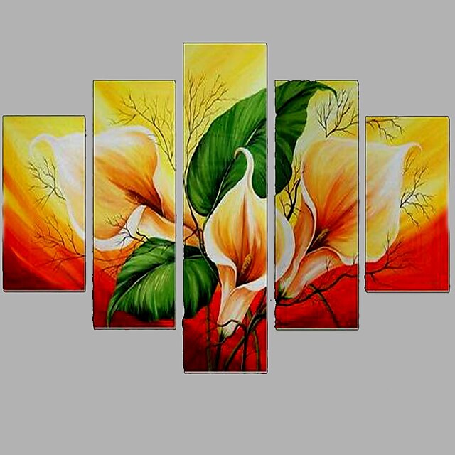  Hand-Painted Abstract Horizontal, Modern Canvas Oil Painting Home Decoration Five Panels