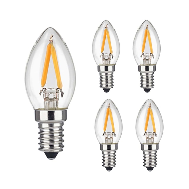  KWB 5pcs 2 W LED Filament Bulbs 180 lm E14 2 LED Beads COB Dimmable Decorative Warm White 220-240 V / 5 pcs / RoHS