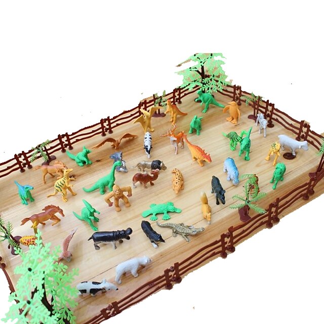  Pretend Play Model Building Kit Dinosaur Tiger Animals Simulation Plastic 68 pcs Party Favors, Science Gift Education Toys for Kids and Adults