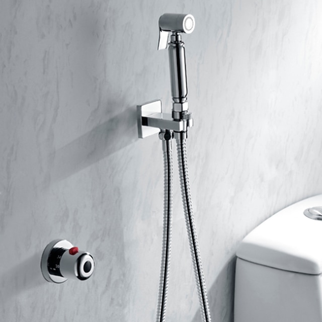  シャワー水栓 セットする - セルフクリーニング コンテンポラリー / 近代の クロム 手持ち式ビデットスプレー 真鍮バルブ Bath Shower Mixer Taps / シングルハンドル二つの穴