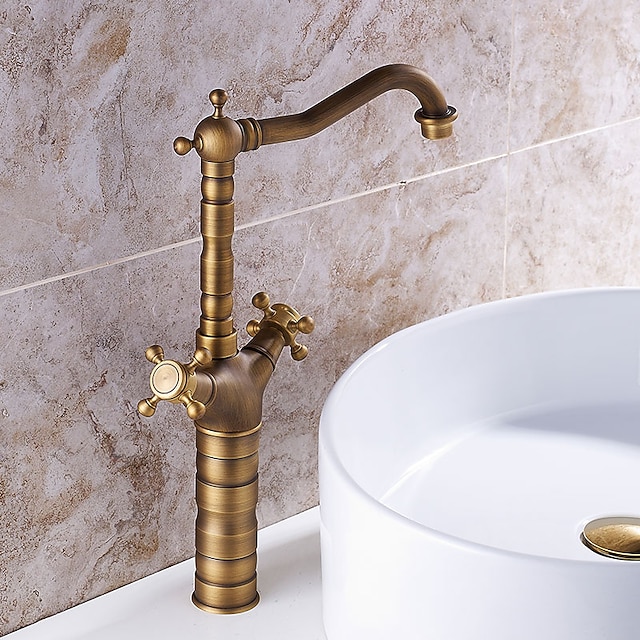 Antikes Kupfer-Wasserhahn-Set, Vorspülen, drehbares, weit verbreitetes