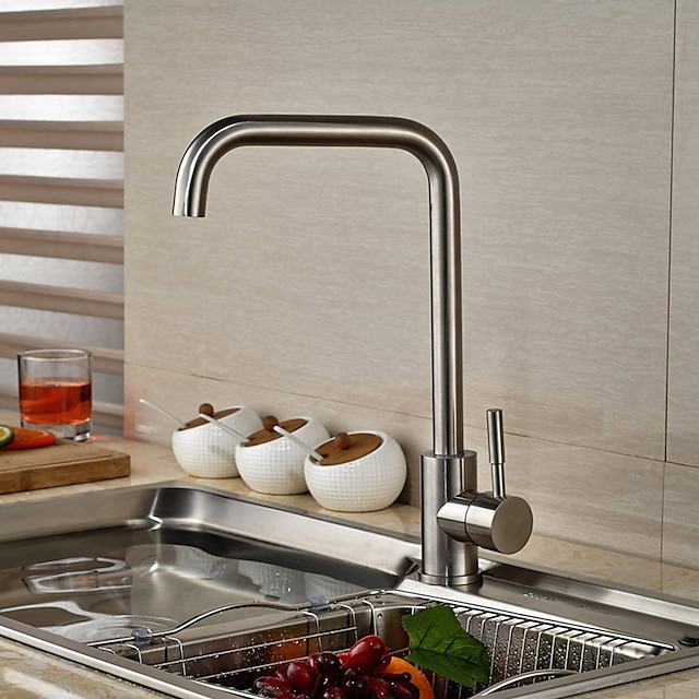  Kitchen faucet - Single Handle One Hole Stainless Steel Standard Spout Vessel Contemporary / Art Deco / Retro / Modern Kitchen Taps