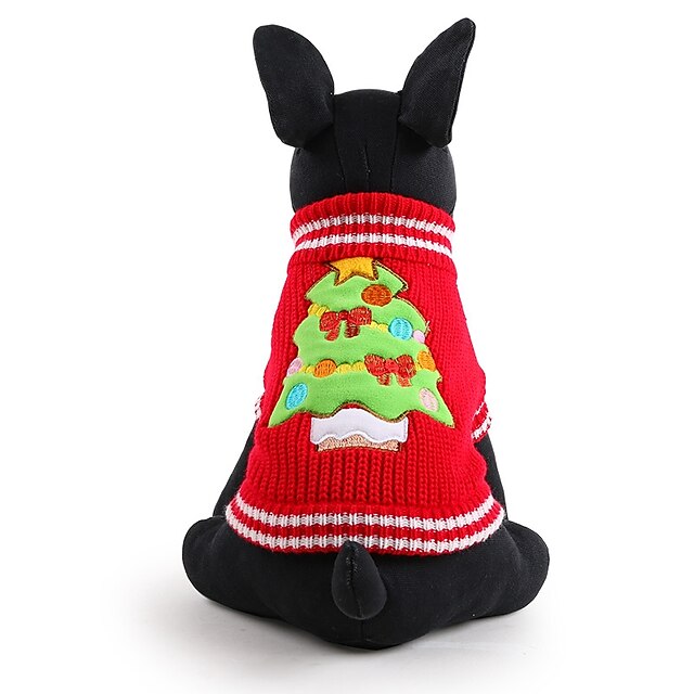  犬 セーター 冬 犬用ウェア レッド コスチューム アクリル繊維 花 植物 保温 ファッション クリスマス XXS XS S M L
