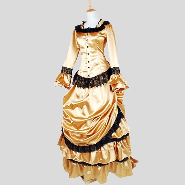  Δούκισσα Μαρία Αντωνιέτα Βικτοριανό 1910 Εδουαρδιανός φόρεμα διακοπών Φορέματα Φόρεμα χορού Γυναικεία Δαντέλα Στολές Πεπαλαιωμένο Μεταμφίεση Πάρτι Χοροεσπερίδα Μακρυμάνικο / Μεγάλα Μεγέθη
