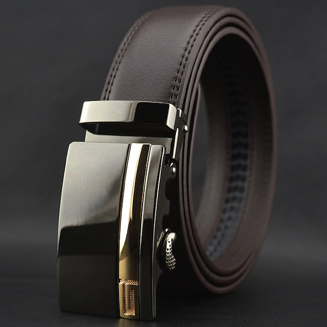  Men's Waist Belt Leather Alloy Belt Solid Colored